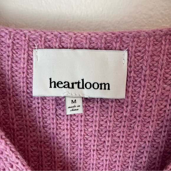 Heartloom Dani V-Neck Oversized Pink Lilac Knit Wool Blend Sweater - Picture 4 of 6